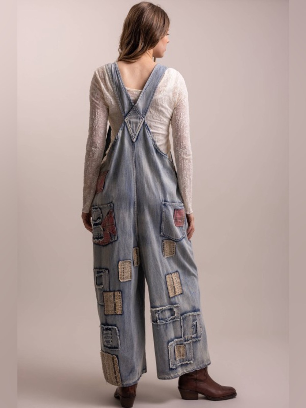 New -Last 1!🔥Bluevelvet Embroidered Light Blue Denim Overalls - Women Jeans - Picture 2 of 8